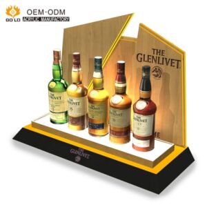 Logo Customizable Acrylic Display Stand Acrylic Led Lighted Liquor Shelf Bottle Display Bar Wine Stand