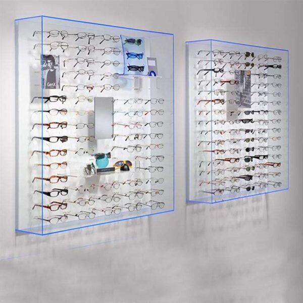 Custom Size Acrylic Wall Mounted Display For Shoe Wallet Eyeglasses Eyewear