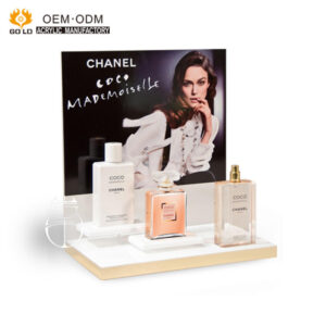 Free Design Custom Logo Printing Acrylic Skin Care Product Counter Display Shelve Unit
