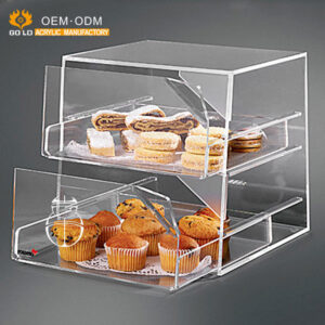 High Quality Clear Acrylic Food Display Containers Plastic Acrylic Bread Display Case