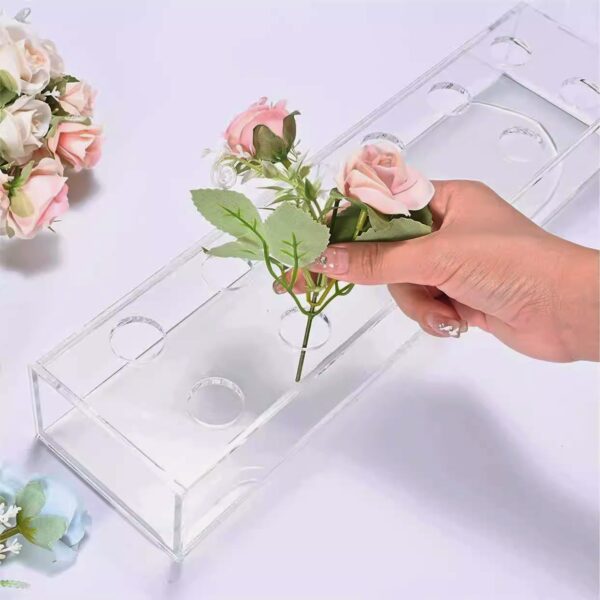Transparent acrylic flower box Home rectangular hydroponic flower box storage rack with 12 holes
