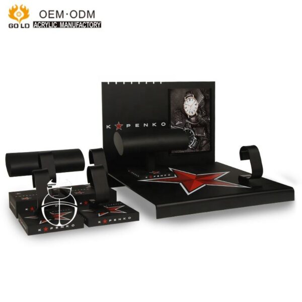 Store Black Acrylic Jewelry Display Cabinet Custom Watch Display Stand