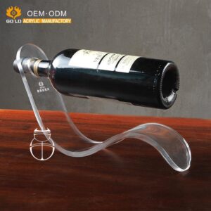 Wholesale Wave Shaped Transparent Wine Acrylic Wall Glasses Display Wine Bottles Exhibition Stand