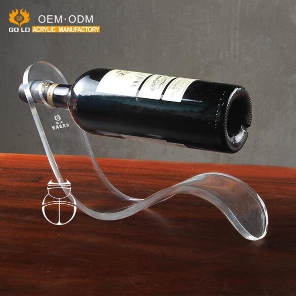Wholesale Wave Shaped Transparent Wine Acrylic Wall Glasses Display Wine Bottles Exhibition Stand