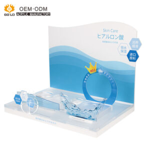 L shape Customized Luxury Pretty Counter Top Acrylic Cosmetic Display Stand