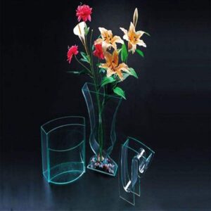 Custom Made Rectangle Manufacture Acrylic Vase With Photo Frame Plastic Cemetery Vase