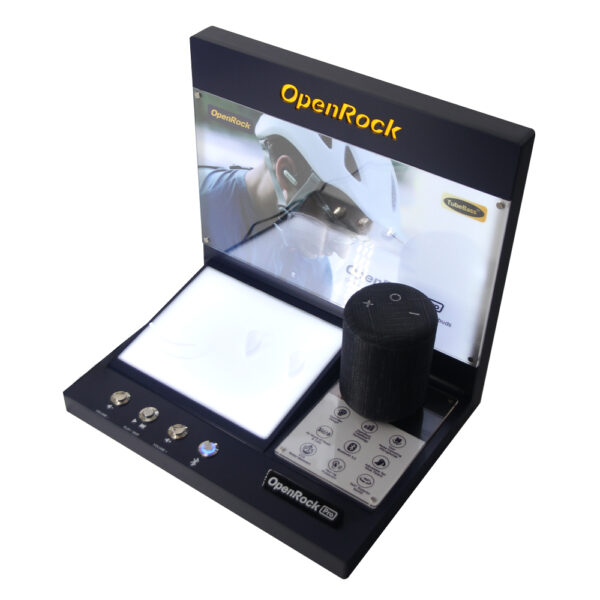 Bluetooth earphone speaker dual purpose acrylic display rack with background light emitting typing product display rack for exhibition use - Image 5
